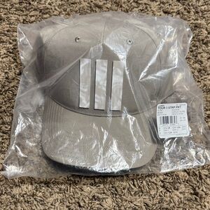 Adidas Silver Cap with Triple Stripes